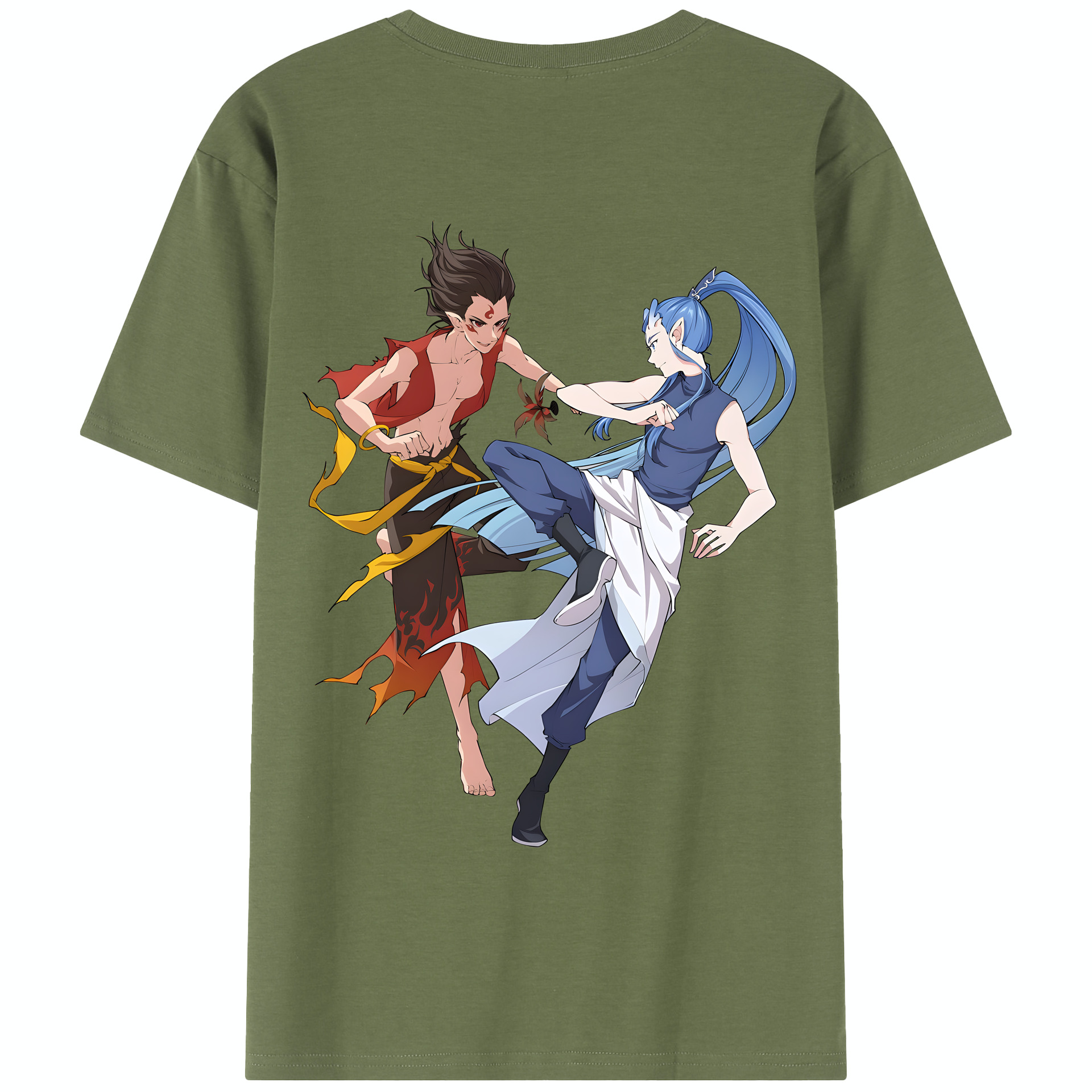 （画像用） Ne Zha 2 ナタ 魔童の大暴れ 綿100％半袖Tシャツ（背面プリント）
